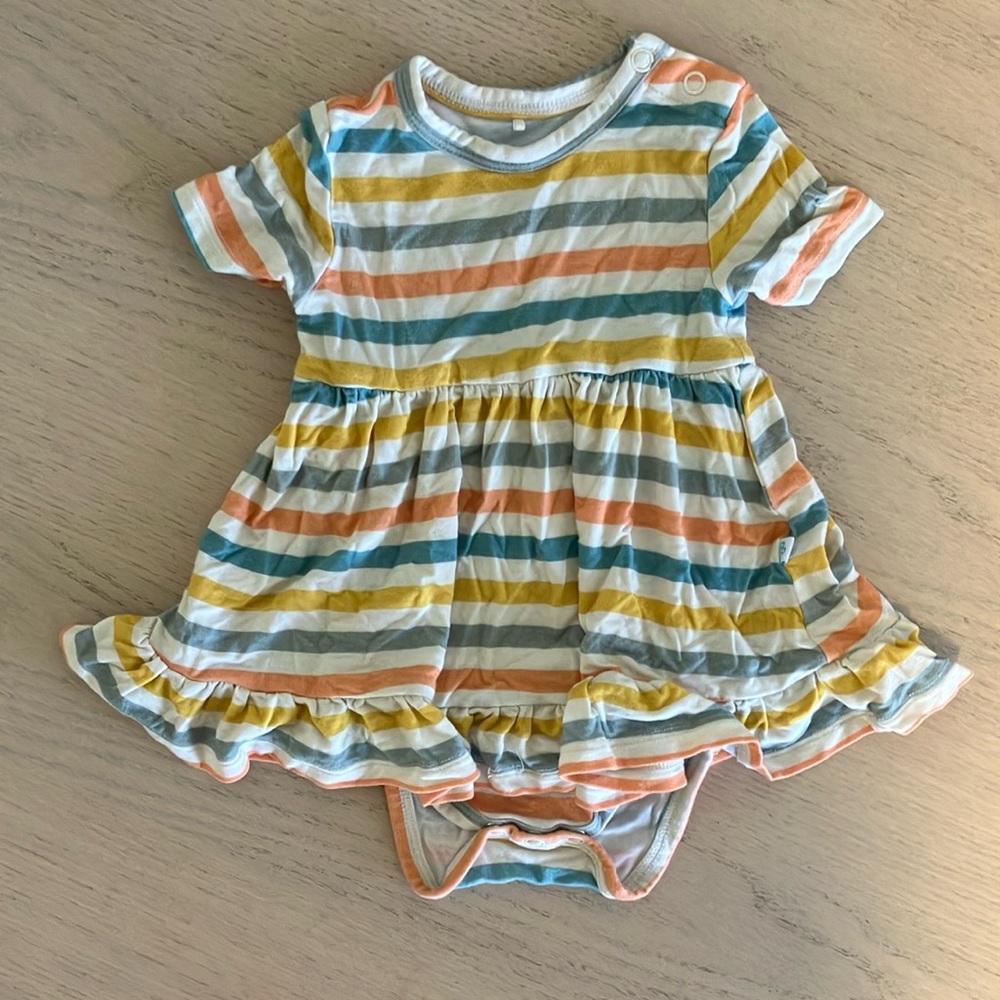 Posh Peanut Striped Kids Dress - Multicolor